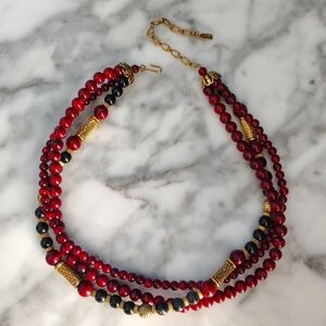 1928 Red and Gold Beaded Necklace